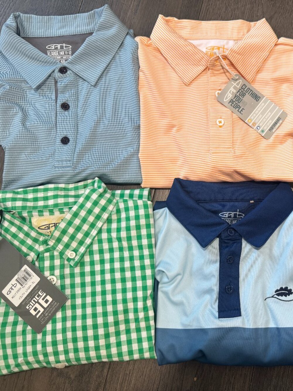 Lot of 7 Garb Boy's Golf Apparel - Size XL Age 11-12 - Polos, Shorts, Shirt